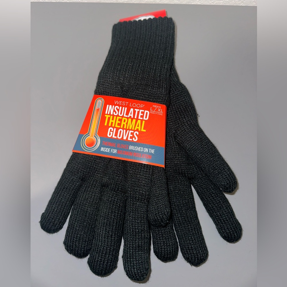WEST LOOP Insulated Thermal Gloves Men's L/XL Workwear Casual Black - Brand New